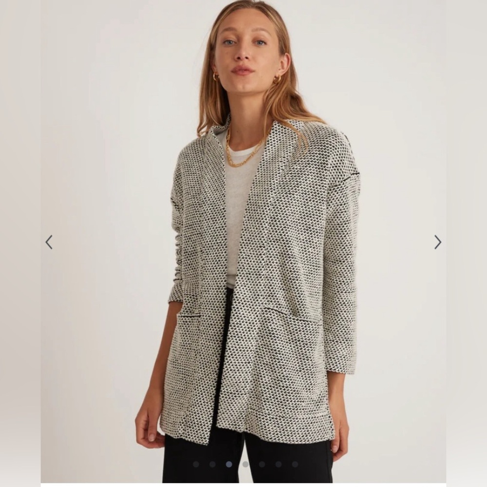 Marine Layer Birdseye Cardigan - Black/White Contrast - M